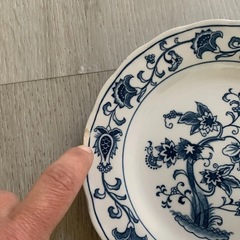 8 Double Phoenix‎ Ironstone Nikko desert Plate Blue Ming Tree Japan chinoiserie